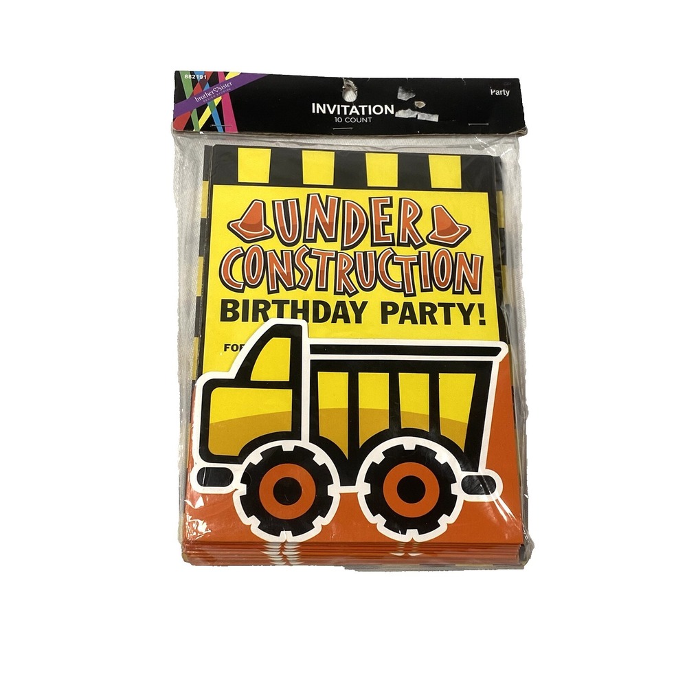 10 count brother sister design studio construction‎ birthday party invitations